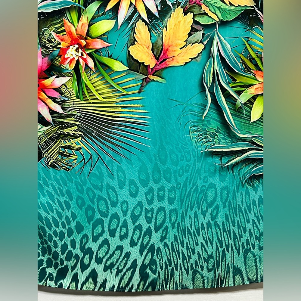 New! Chicos Reversible Rainforest Tropical Jade Layered Sleeveless Blouse - Picture 8 of 15